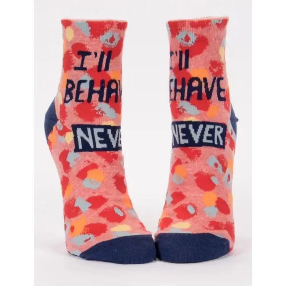 NWT Womens Blue Q Soft Combed Cotton Humor Ankle Socks - Sz 5-10